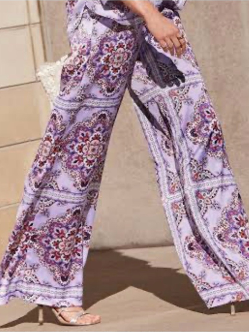 Lavender Boho Medallion Palazzo Pants
